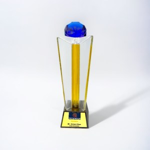 Crystal tower with blue diamond Crystal tower with blue diamond