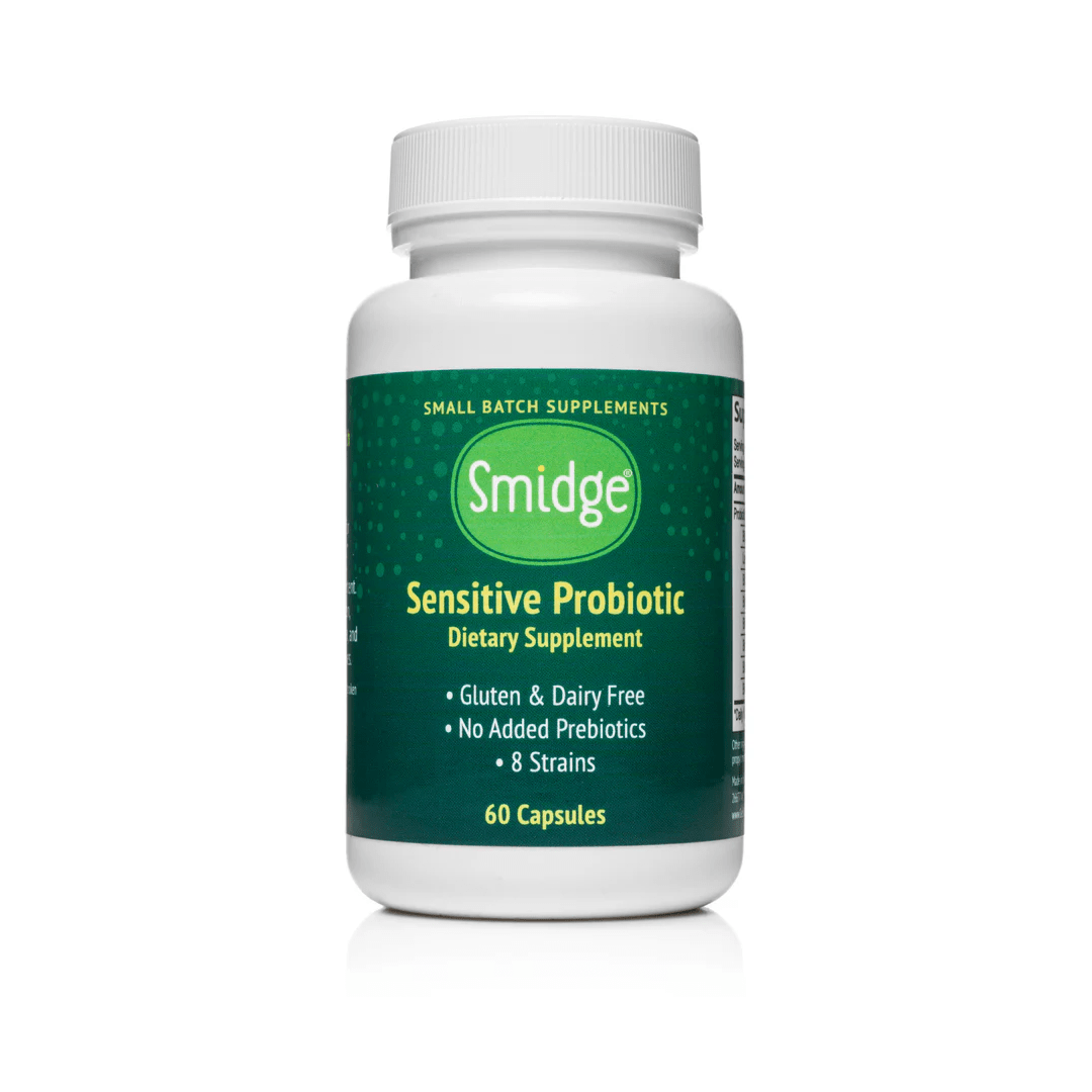 Smidge Sensitive Probiotic – Probiotyk – 8 szczepów, 5 miliardów CFU – 60 kapsułek Smidge Sensitive Probiotic – Probiotyk – 8 szczepów, 5 miliardów CFU – 60 kapsułek