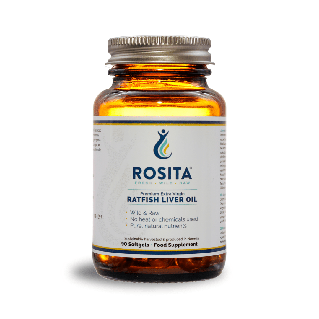 Rosita Extra Virgin Ratfish Liver Oil – Olej z wątroby chimery – 90 kapsułek Rosita Extra Virgin Ratfish Liver Oil – Olej z wątroby chimery – 90 kapsułek