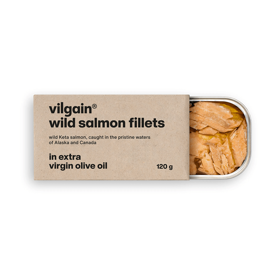 Vilgain Wild Salmon Fillets – Filety z dzikiego łososia – w oliwie extra virgin – 120 g Vilgain Wild Salmon Fillets – Filety z dzikiego łososia – w oliwie extra virgin – 120 g