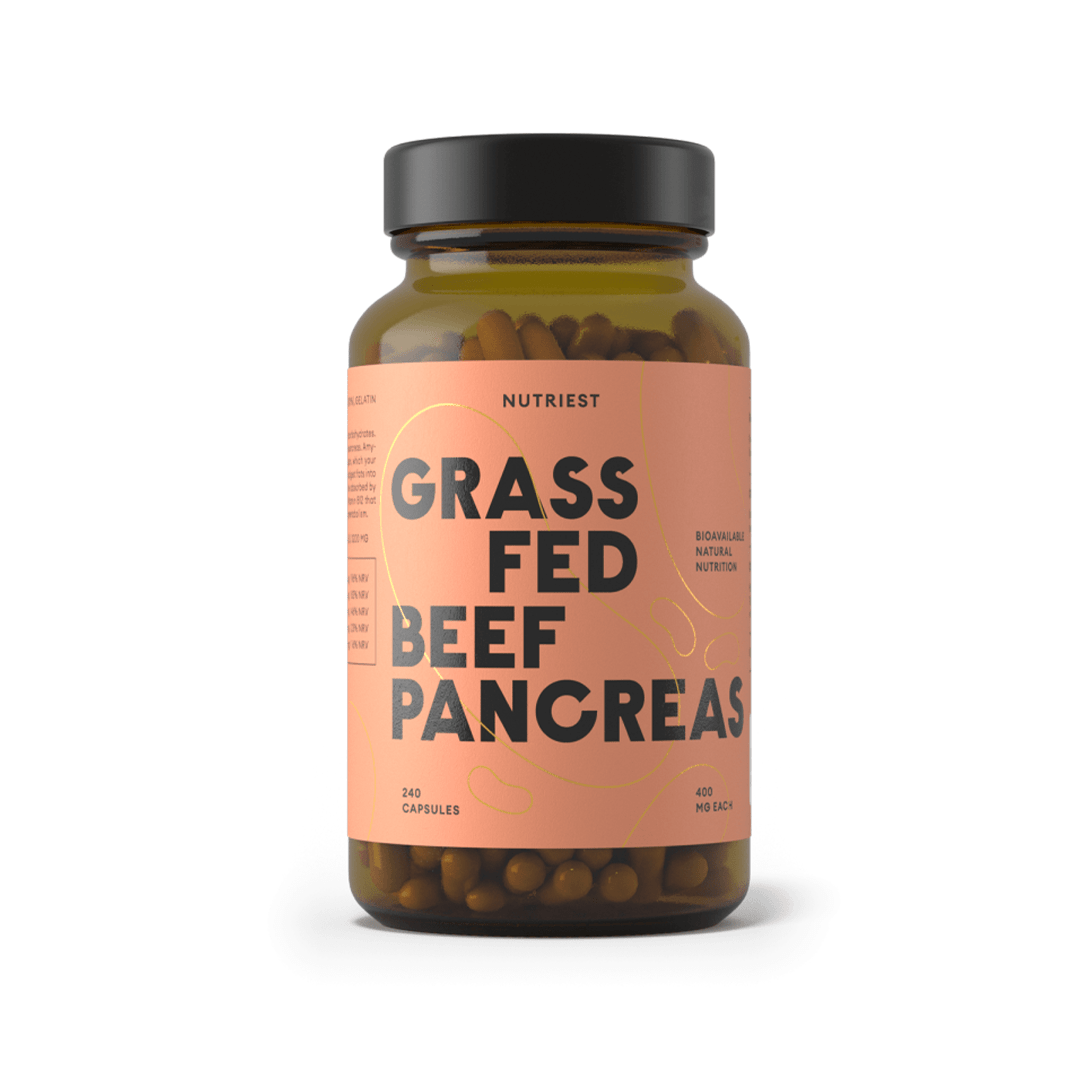 Nutriest Grass Fed Beef Pancreas – Trzustka wołowa – 240 kapsułek Nutriest Grass Fed Beef Pancreas – Trzustka wołowa – 240 kapsułek