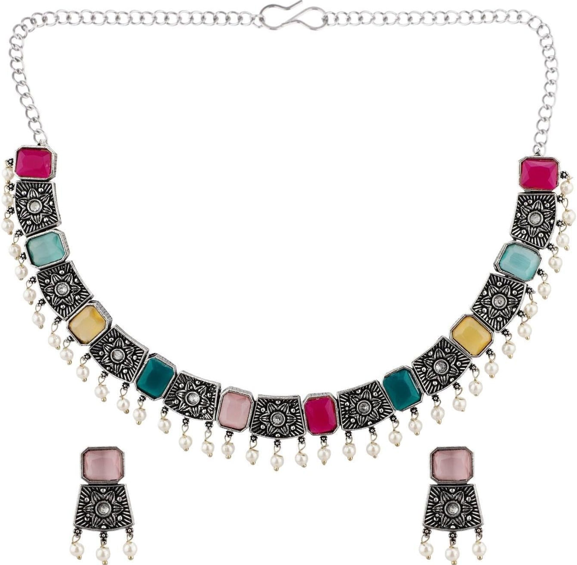 Efulgenz Indian Jewelry Sets for Women Crystal Stone Necklace Sets with Faux Pearl Drop Dangle Earrings Choker Necklace Earrings Set Bohemian Jewelry Set for Women Efulgenz Indian Jewelry Sets for Women Crystal Stone Necklace Sets with Faux Pearl Drop Dangle Earrings Choker Necklace Earrings Set Bohemian Jewelry Set for Women