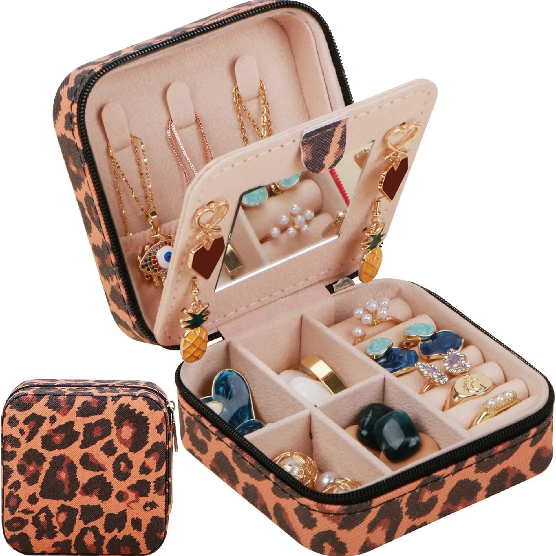 Small Travel Jewelry Case Organizer with Mirror,Mini Travel Essentials for Women,Bridesmaid Gifts Birthday Gifts for Women,Small Jewelry Box for Girls 8-12 Small Travel Jewelry Case Organizer with Mirror,Mini Travel Essentials for Women,Bridesmaid Gifts Birthday Gifts for Women,Small Jewelry Box for Girls 8-12