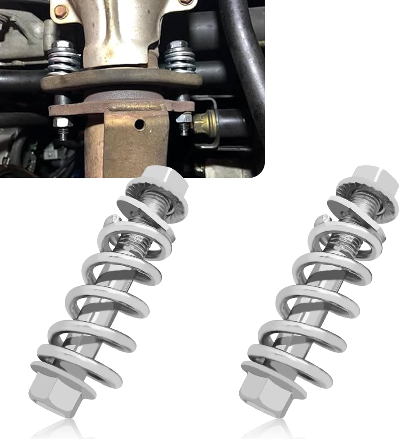 2PCS M10x1.25 Exhaust Manifold Bolts, Exhaust Flange Bolts, Muffler Repair Kit with Springs, for Automotive Exhaust Manifold Gasket Reduce Vibration Car Accessories Universal for Most Cars 2PCS M10x1.25 Exhaust Manifold Bolts, Exhaust Flange Bolts, Muffler Repair Kit with Springs, for Automotive Exhaust Manifold Gasket Reduce Vibration Car Accessories Universal for Most Cars