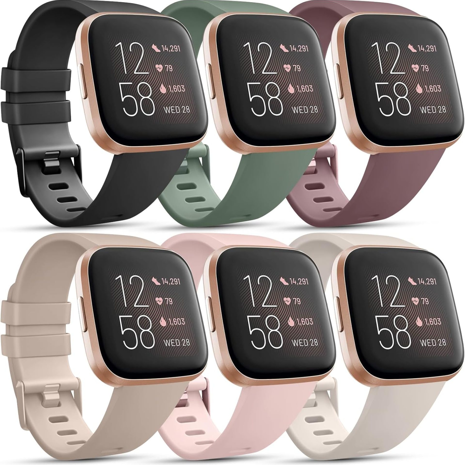 6 Pack Sport Bands Compatible with Fitbit Versa, Classic Soft Silicone Replacement Wristbands for Fitbit Smart Watch Women Men (Small,6 Pack) 6 Pack Sport Bands Compatible with Fitbit Versa, Classic Soft Silicone Replacement Wristbands for Fitbit Smart Watch Women Men (Small,6 Pack)