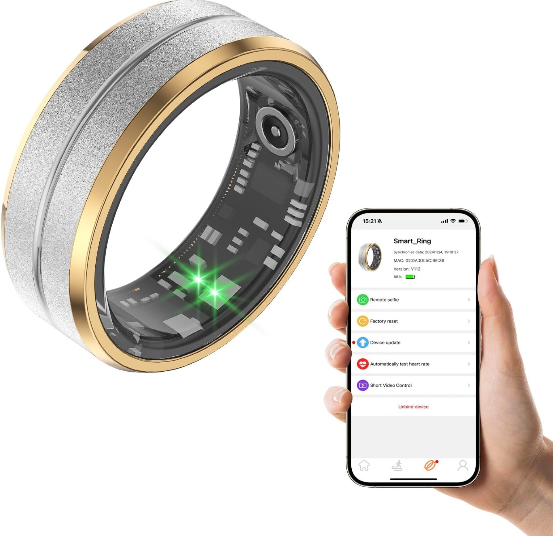 Smart Ring, Fitness and Health Tracker Ring with Calories/Heart Rate/Blood Oxygen/Sleep Monitoring, IP68 Waterproof Sleep Tracker Ring(Silver with Side Gold, #8) Smart Ring, Fitness and Health Tracker Ring with Calories/Heart Rate/Blood Oxygen/Sleep Monitoring, IP68 Waterproof Sleep Tracker Ring(Silver with Side Gold, #8)