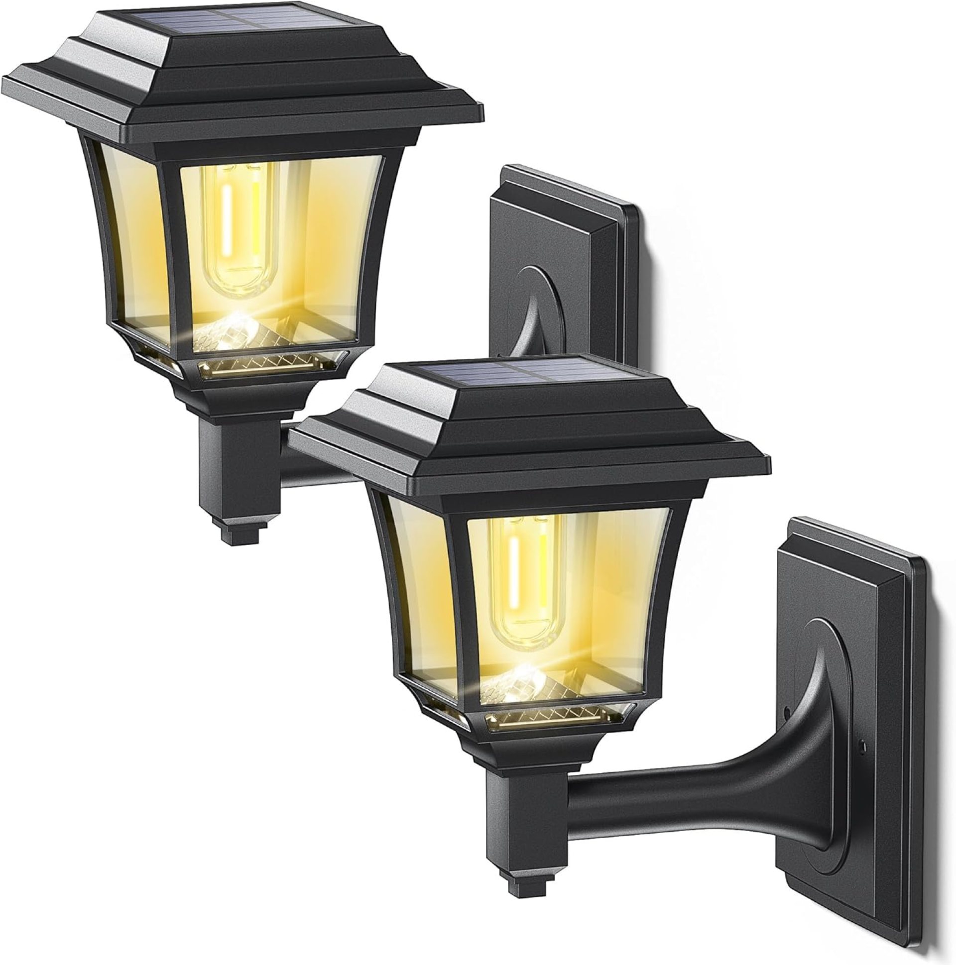 LeiDrail Solar Wall Lantern, 2 Modes Edison Bulb Solar Fence Lights, Outdoor Playhouse Accessories, Waterproof Warm/Cold White LED 15 LM Outdoor Decor Wall Lights for Garden Patio Yard Black (2 Pack) LeiDrail Solar Wall Lantern, 2 Modes Edison Bulb Solar Fence Lights, Outdoor Playhouse Accessories, Waterproof Warm/Cold White LED 15 LM Outdoor Decor Wall Lights for Garden Patio Yard Black (2 Pack)