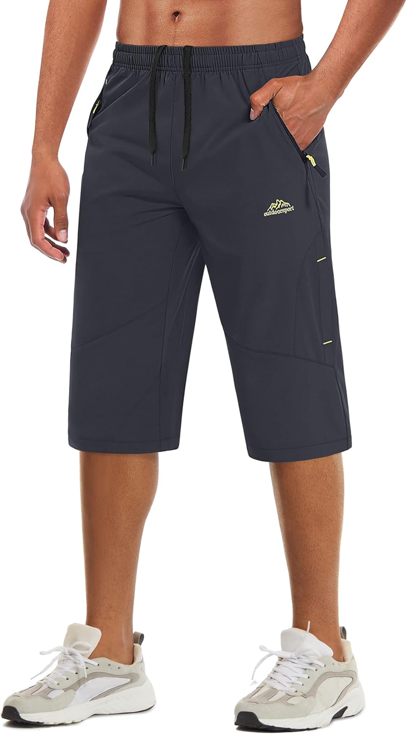 MAGCOMSEN Men’s Capri Shorts Quick Dry Below Knee 3/4 Capri Pants with Zipper Pockets for Workout Running Training Summer MAGCOMSEN Men’s Capri Shorts Quick Dry Below Knee 3/4 Capri Pants with Zipper Pockets for Workout Running Training Summer