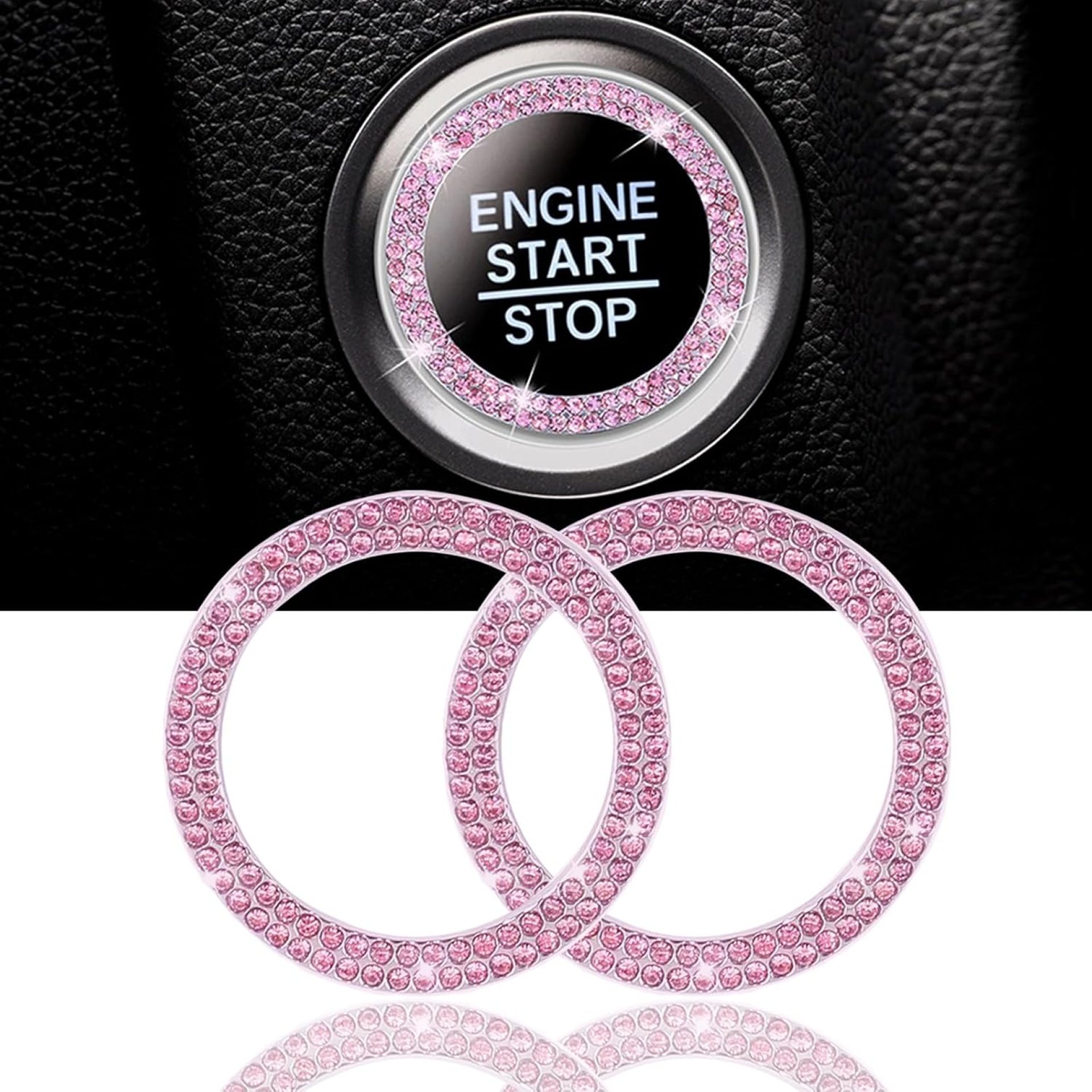 2 Pack Car Engine Start Stop Decoration Ring Pink, Crystal Decorative Ring Sticker Car Interior Accessories for Women, Automotive Pushbutton Switches Decorative Ring 2 Pack Car Engine Start Stop Decoration Ring Pink, Crystal Decorative Ring Sticker Car Interior Accessories for Women, Automotive Pushbutton Switches Decorative Ring