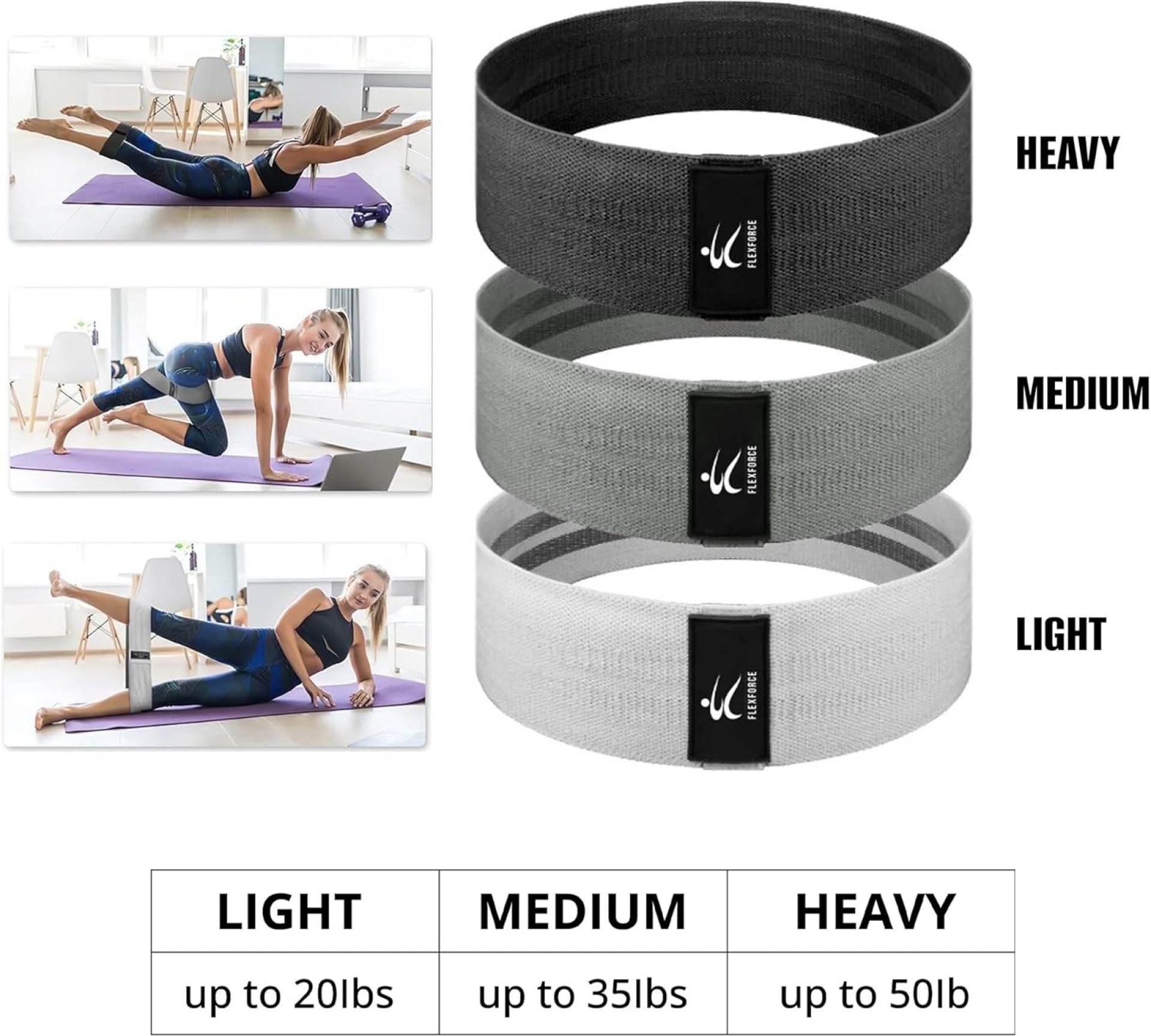 Exercise Straps, Leg Bands, Knee Resistance Bands for Women and Men, 3 Levels of Exercise Resistance Bands, Fitness Gifts, Black Exercise Straps, Leg Bands, Knee Resistance Bands for Women and Men, 3 Levels of Exercise Resistance Bands, Fitness Gifts, Black