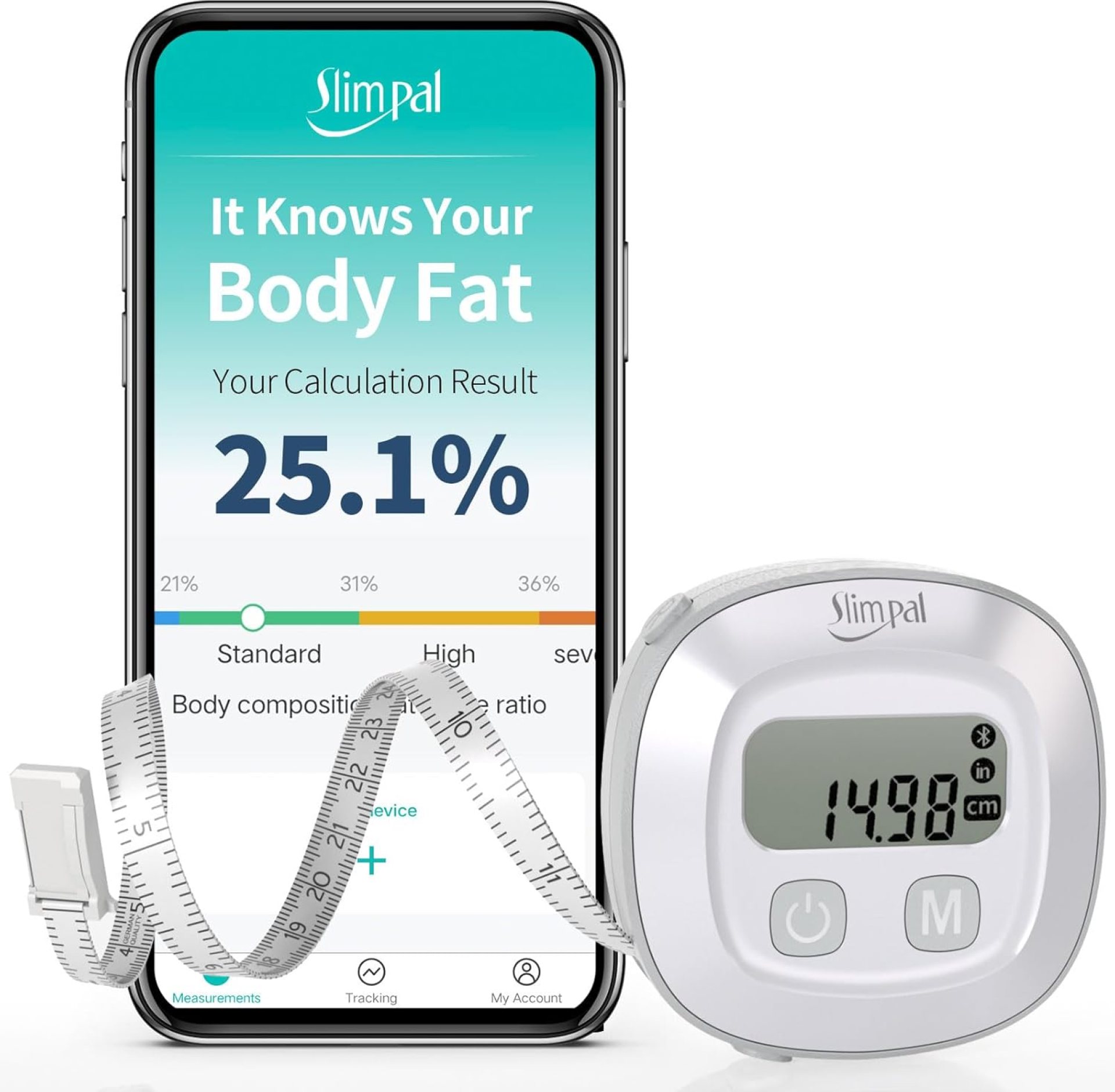 Slimpal Smart Body Tape Measure, FSA HSA Eligible Approved Measuring Tape for Body Measurements Device, Retractable Bluetooth Monitoring Body Fat BMI Tool for Fitness Shape & Weight Loss Slimpal Smart Body Tape Measure, FSA HSA Eligible Approved Measuring Tape for Body Measurements Device, Retractable Bluetooth Monitoring Body Fat BMI Tool for Fitness Shape & Weight Loss