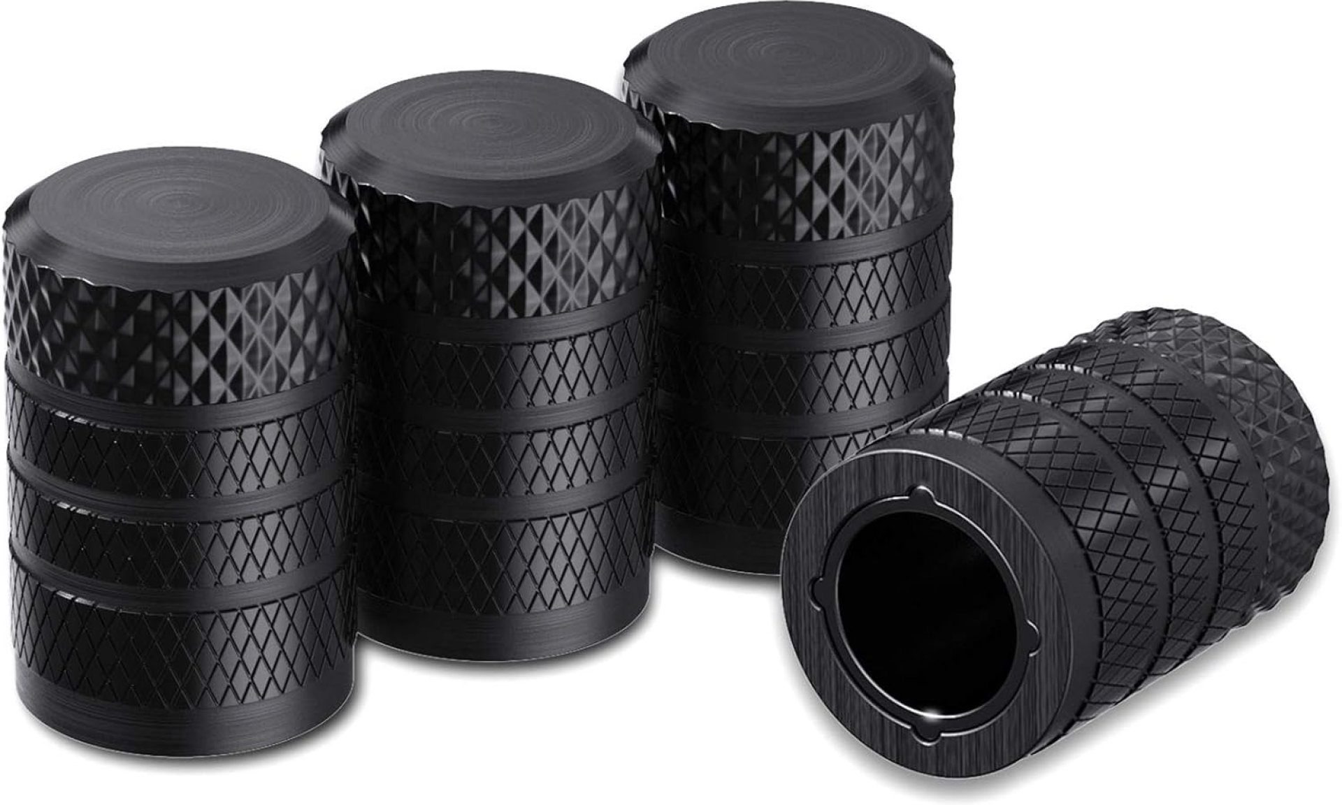 CKAuto Tire Valve Stem Caps, Black, 4 pcs/Pack, Anodized Aluminum Tire Valve Cap Set, Corrosion Resistant, Universal Stem Covers for Cars Trucks Motorcycles SUVs and Bikes CKAuto Tire Valve Stem Caps, Black, 4 pcs/Pack, Anodized Aluminum Tire Valve Cap Set, Corrosion Resistant, Universal Stem Covers for Cars Trucks Motorcycles SUVs and Bikes