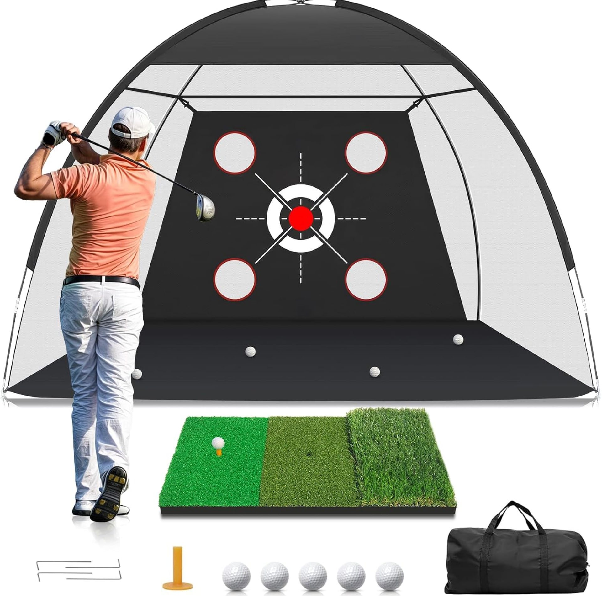 Zensouds Golf Net, 10x7FT with Golf Practice Mat, Hitting Aid Nets for Backyard Driving Chipping Training Swing with Target Outdoor or Indoor– Gifts for Men/Dad/Him Zensouds Golf Net, 10x7FT with Golf Practice Mat, Hitting Aid Nets for Backyard Driving Chipping Training Swing with Target Outdoor or Indoor– Gifts for Men/Dad/Him