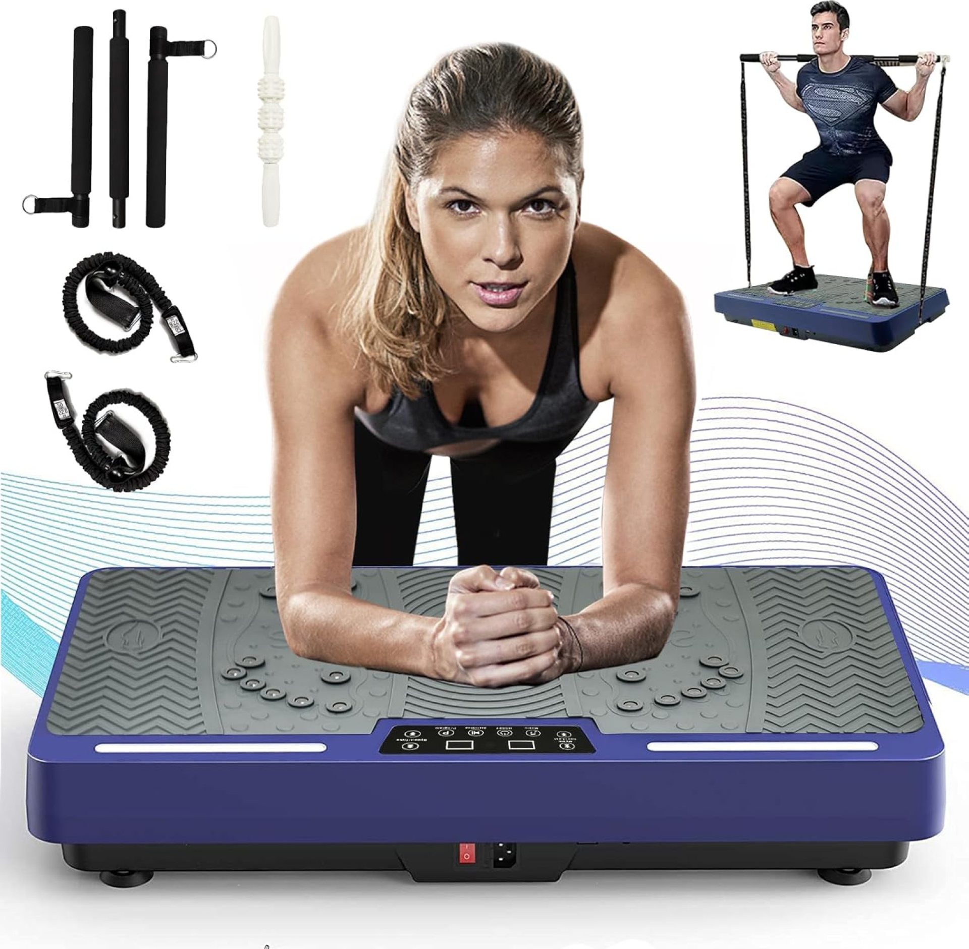 Vibration Plate Exercise Machine – Whole Body Workout Vibration Platform Lymphatic Drainage Machine for Weight Loss Home Fitness with Pilates Bar Resistance Bands Remote Vibration Plate Exercise Machine – Whole Body Workout Vibration Platform Lymphatic Drainage Machine for Weight Loss Home Fitness with Pilates Bar Resistance Bands Remote