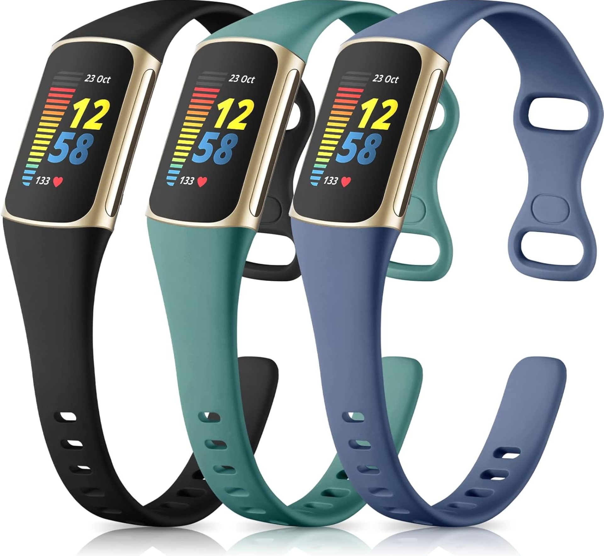 Maledan 3 Pack Bands Compatible with Fitbit Charge 5 Band for Women Men, Soft Slim Thin Sport Replacement Accessories for Fitbit Charge 5/Charge 6 Advanced Fitness Tracker, Black/Pine/Bluegray Maledan 3 Pack Bands Compatible with Fitbit Charge 5 Band for Women Men, Soft Slim Thin Sport Replacement Accessories for Fitbit Charge 5/Charge 6 Advanced Fitness Tracker, Black/Pine/Bluegray