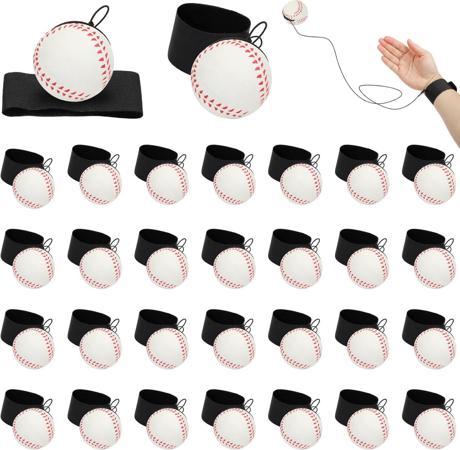 5/10/20/40 PCS Baseballs Wrist Return Ball on a String 2.36 Inch Rebound Bouncy Ball with Strap Sport Soccer Tennis Party Favors, Wrist Exercise, Outdoor Fun Activity for Kids & Adults 5/10/20/40 PCS Baseballs Wrist Return Ball on a String 2.36 Inch Rebound Bouncy Ball with Strap Sport Soccer Tennis Party Favors, Wrist Exercise, Outdoor Fun Activity for Kids & Adults
