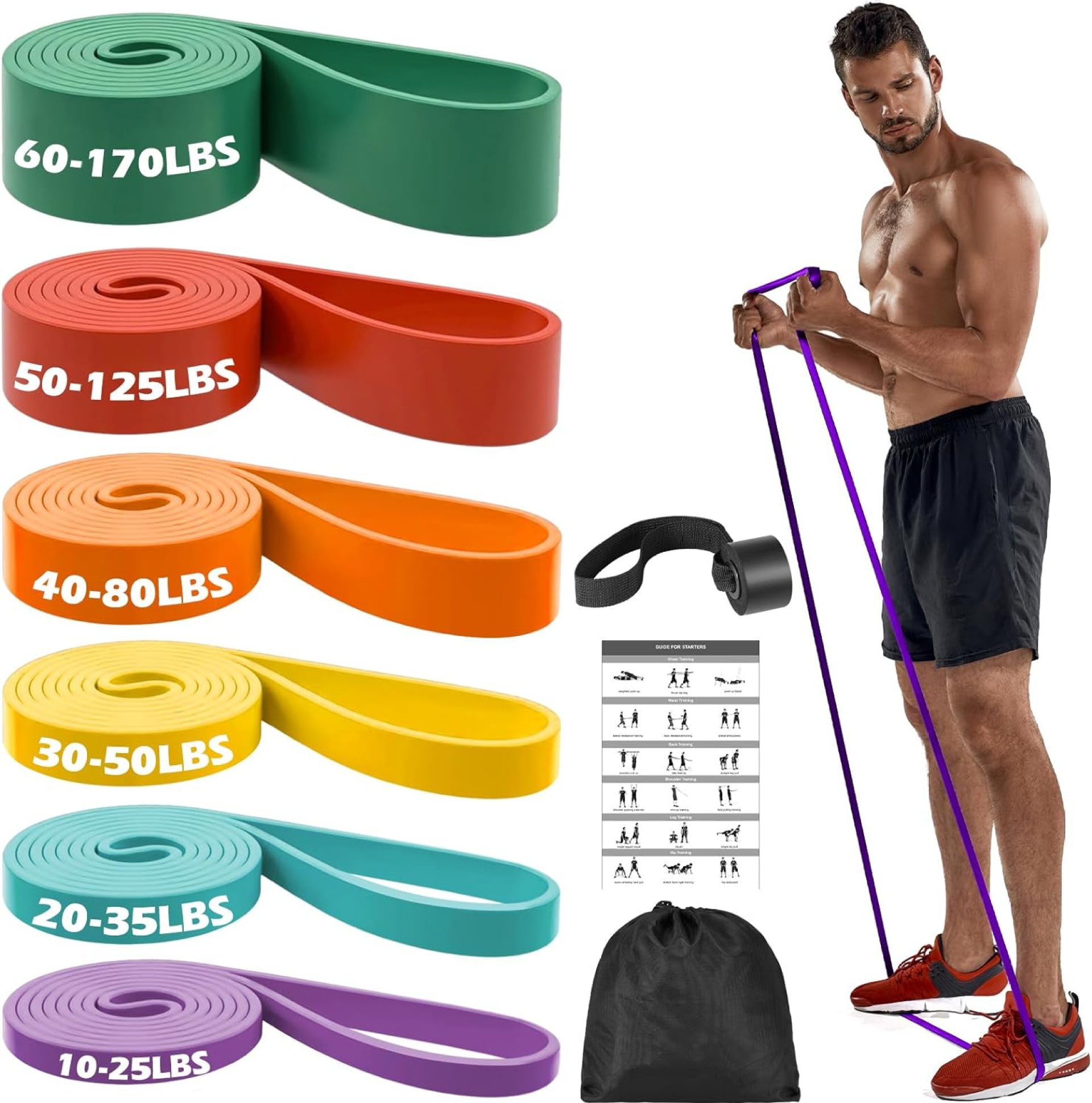 Zacro Resistance Bands, 6 Resistance Levels Pull Up Assistance Bands, Exercise Bands for Men&Women, Heavy Duty Resistance Band Set with Door Anchor, for Working Out, Muscle Training, Physical Therapy Zacro Resistance Bands, 6 Resistance Levels Pull Up Assistance Bands, Exercise Bands for Men&Women, Heavy Duty Resistance Band Set with Door Anchor, for Working Out, Muscle Training, Physical Therapy
