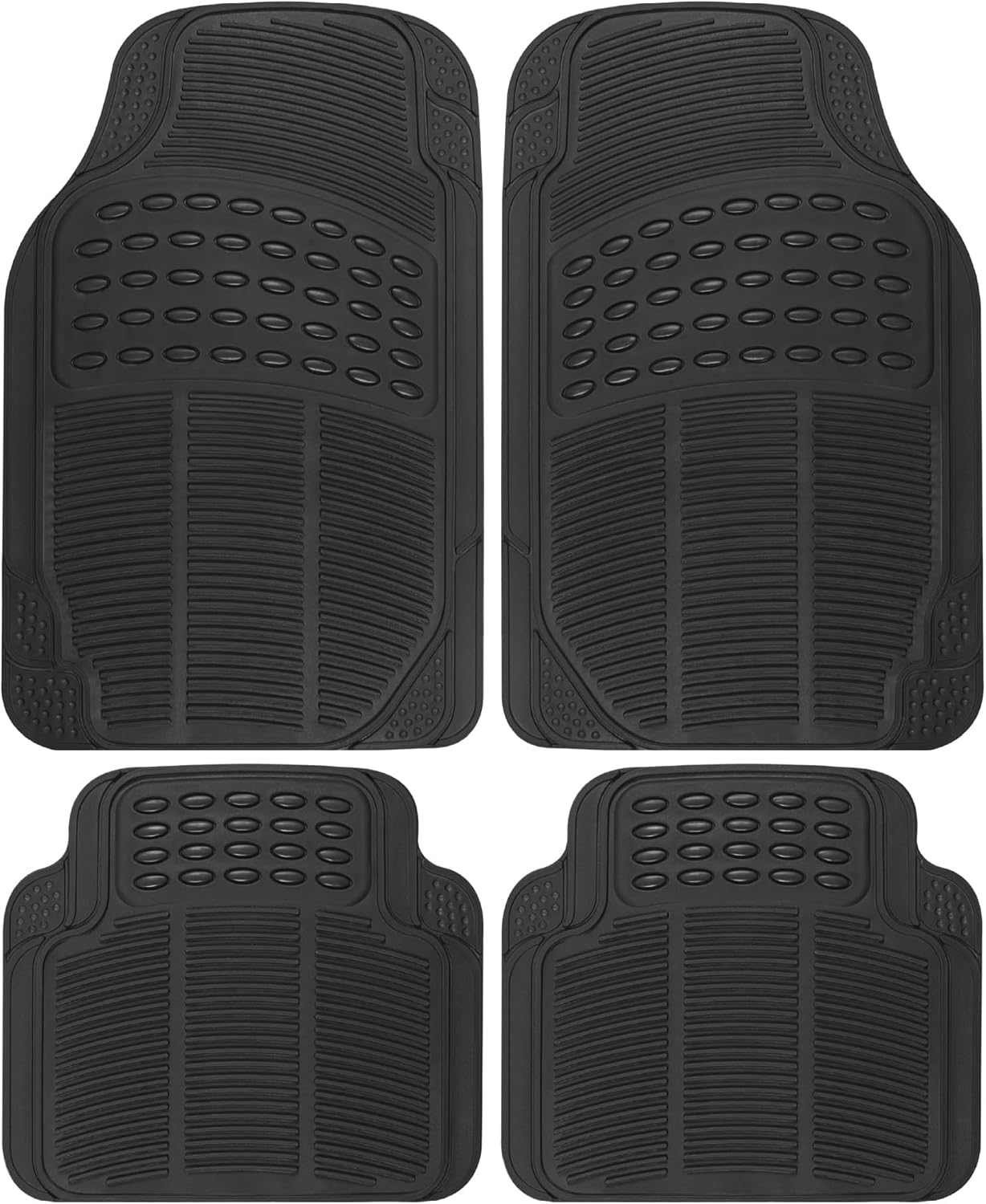 BDK Floor Mats, 4-Piece All-Weather Car Mat with Universal Fit Design, Durable Rubber Car Floor Mats with Capture Ridges, Waterproof for Cars Trucks SUV (Black) BDK Floor Mats, 4-Piece All-Weather Car Mat with Universal Fit Design, Durable Rubber Car Floor Mats with Capture Ridges, Waterproof for Cars Trucks SUV (Black)