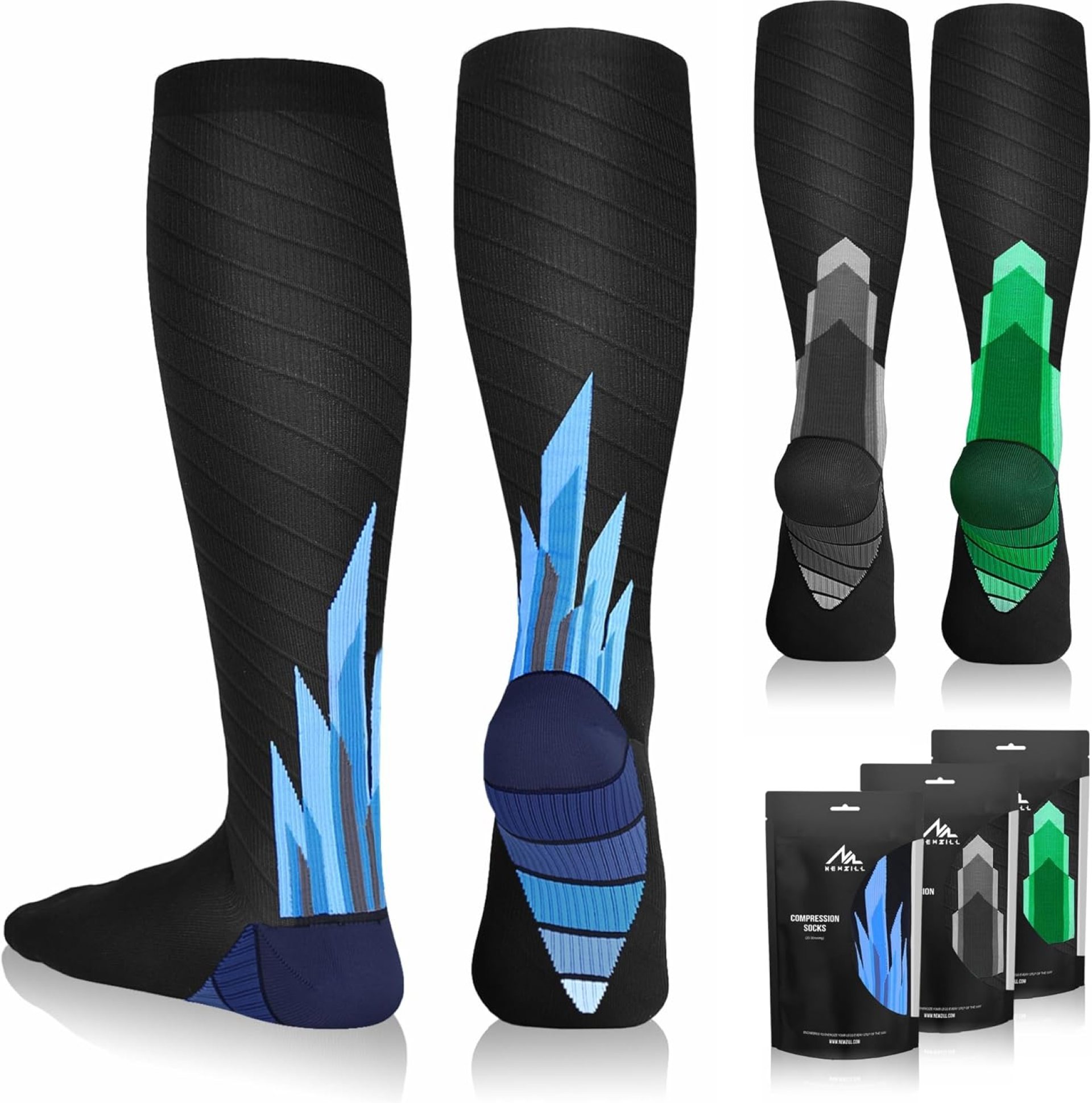 NEWZILL Medical Compression Socks for Women & Men Circulation 20-30 mmHg, Best Support for Running Athletic Cycling Nursing Travel Work and Fitness (L/XL Ice/Green/Gray 3-Pairs) NEWZILL Medical Compression Socks for Women & Men Circulation 20-30 mmHg, Best Support for Running Athletic Cycling Nursing Travel Work and Fitness (L/XL Ice/Green/Gray 3-Pairs)