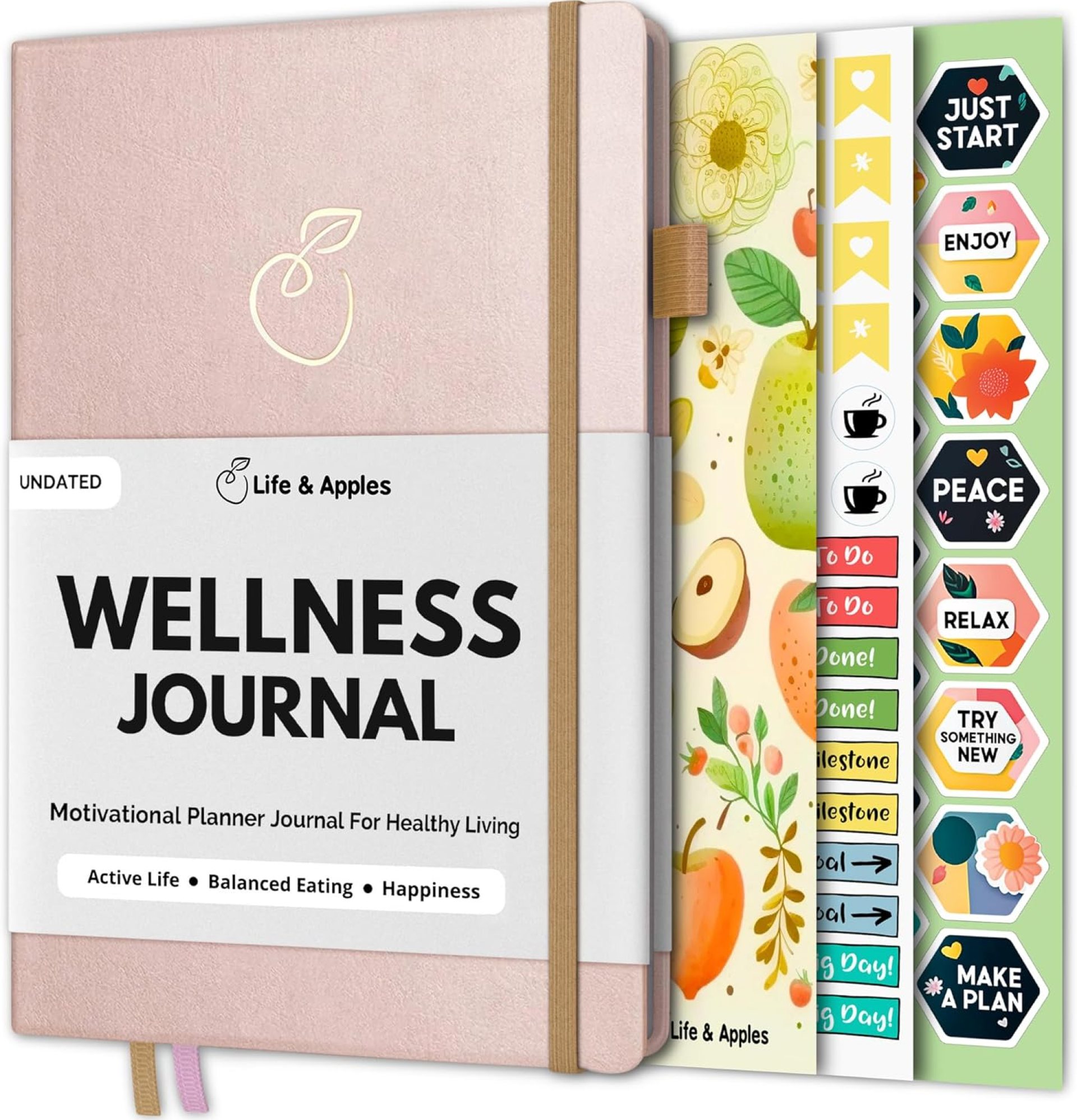 Life & Apples Wellness Journal Planner – Food Log, Fitness Tracker, Habit Tracker, Weight Loss Journal for Diet Tracking and Health Goals, Undated, Size A5 Rose Gold Life & Apples Wellness Journal Planner – Food Log, Fitness Tracker, Habit Tracker, Weight Loss Journal for Diet Tracking and Health Goals, Undated, Size A5 Rose Gold