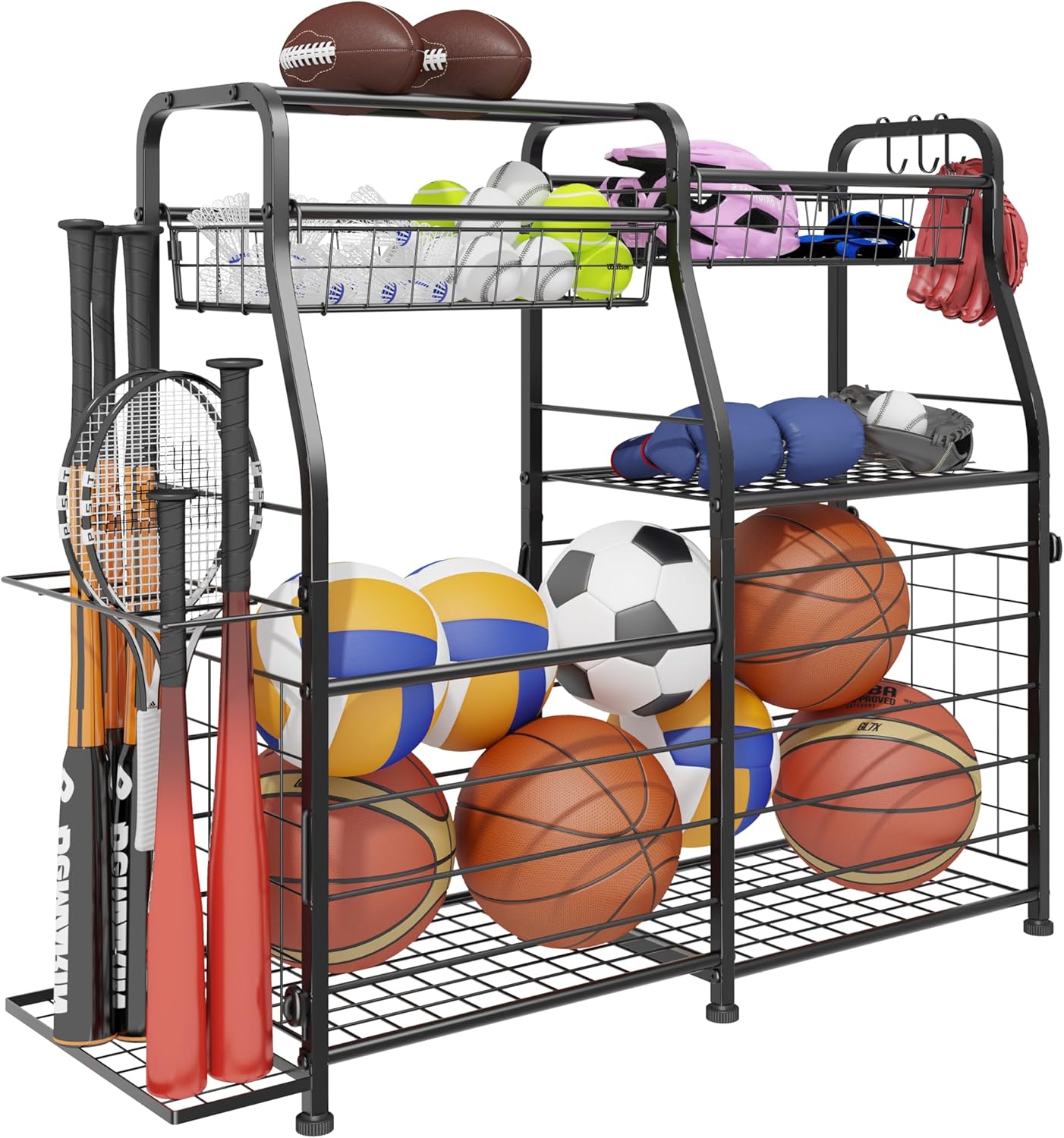 Garage Organizer – Sports Equipment Rack, Indoor/Outdoor, Black Garage Organizer – Sports Equipment Rack, Indoor/Outdoor, Black