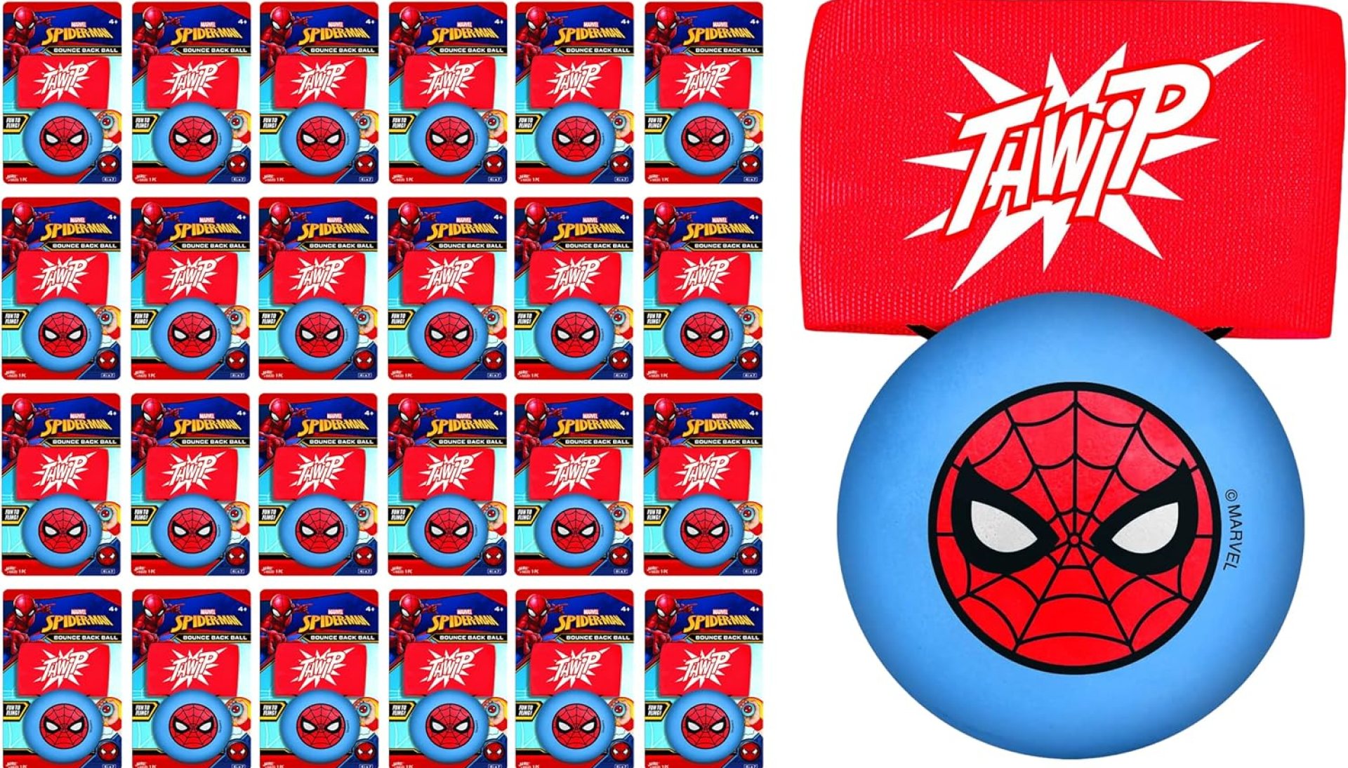 JA-RU Marvel Spiderman Sports Wrist Bounce Back Ball (1 Unit) Super Heroes Wristband Return Toy, Durable Foam String Attached Rebound, Kids & Adults, Fidget Stress Toy 6820-1 JA-RU Marvel Spiderman Sports Wrist Bounce Back Ball (1 Unit) Super Heroes Wristband Return Toy, Durable Foam String Attached Rebound, Kids & Adults, Fidget Stress Toy 6820-1
