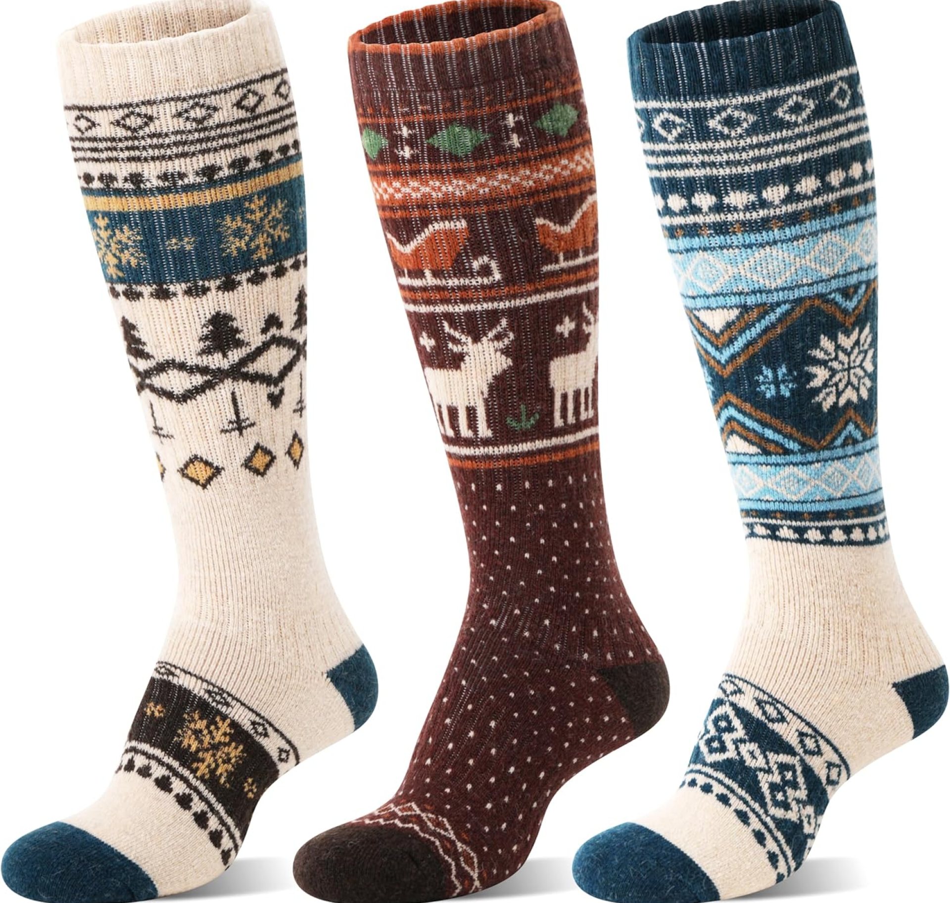 3 Pairs Merino Wool Ski Socks for Womens Mens Thermal Winter Warm Thick Knee High Socks for Skiing Snowboarding 3 Pairs Merino Wool Ski Socks for Womens Mens Thermal Winter Warm Thick Knee High Socks for Skiing Snowboarding