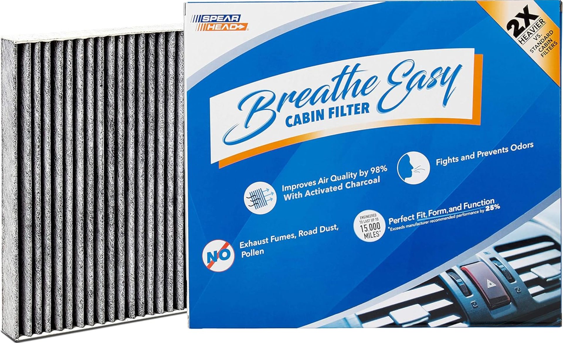 Spearhead Odor Defense Breathe Easy AC & Heater Cabin Filter | Fits Various 2009-2024 Acura/Honda Like OEM | Up to 25% Longer Lasting w/Activated Carbon (BE-182) Spearhead Odor Defense Breathe Easy AC & Heater Cabin Filter | Fits Various 2009-2024 Acura/Honda Like OEM | Up to 25% Longer Lasting w/Activated Carbon (BE-182)