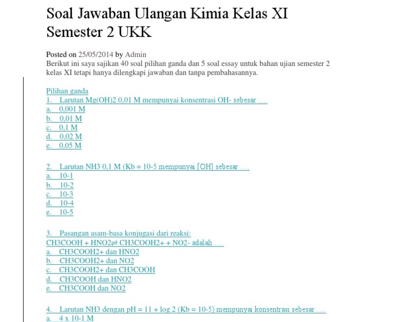 27+ Latihan Soal Uas Kimia Kelas 11 Semester 2 27+ Latihan Soal Uas Kimia Kelas 11 Semester 2