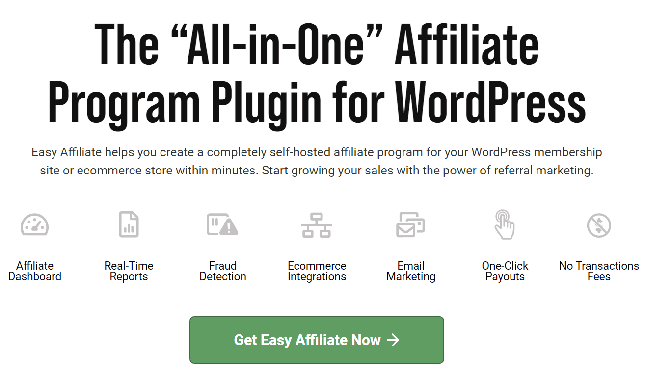 Easy Affiliate Homepage | Easy Affiliate The banner on the Easy Affiliate homepage.