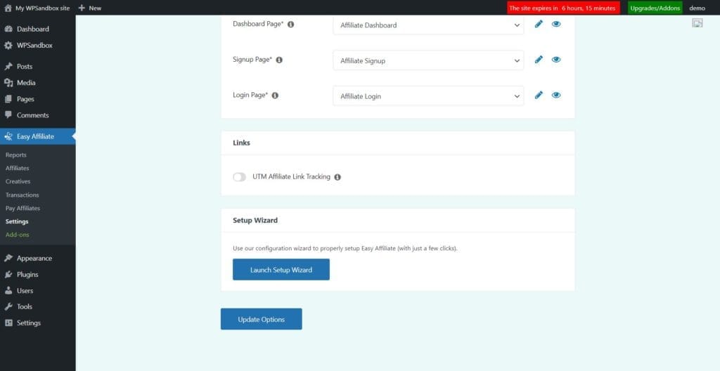 ss2.1 | Easy Affiliate Launching Easy Affiliate setup wizard