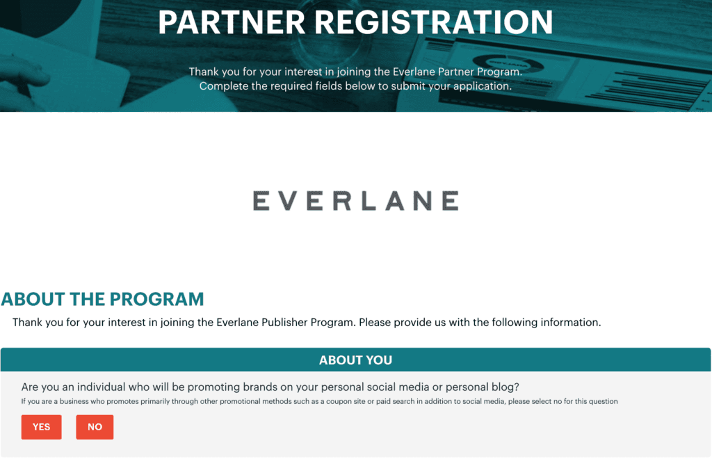 Affiliate-application | Easy Affiliate Everlane affiliate application process