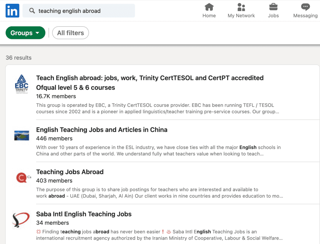 linkedin-groups | Easy Affiliate Group search of teaching English abroad on LinkedIn.