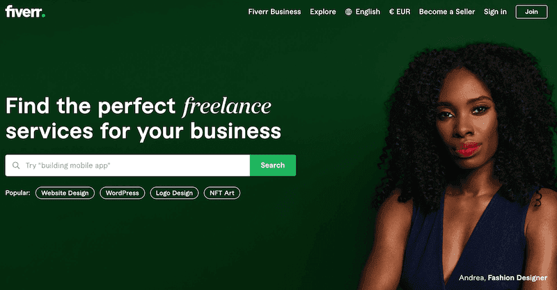 fiverr | Easy Affiliate The Fiverr homepage.