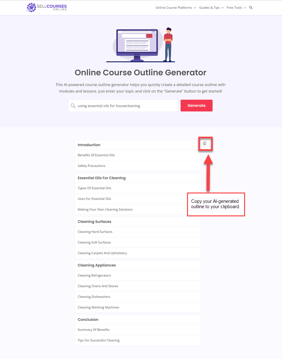 Using our AI-powered course outline generator saves time