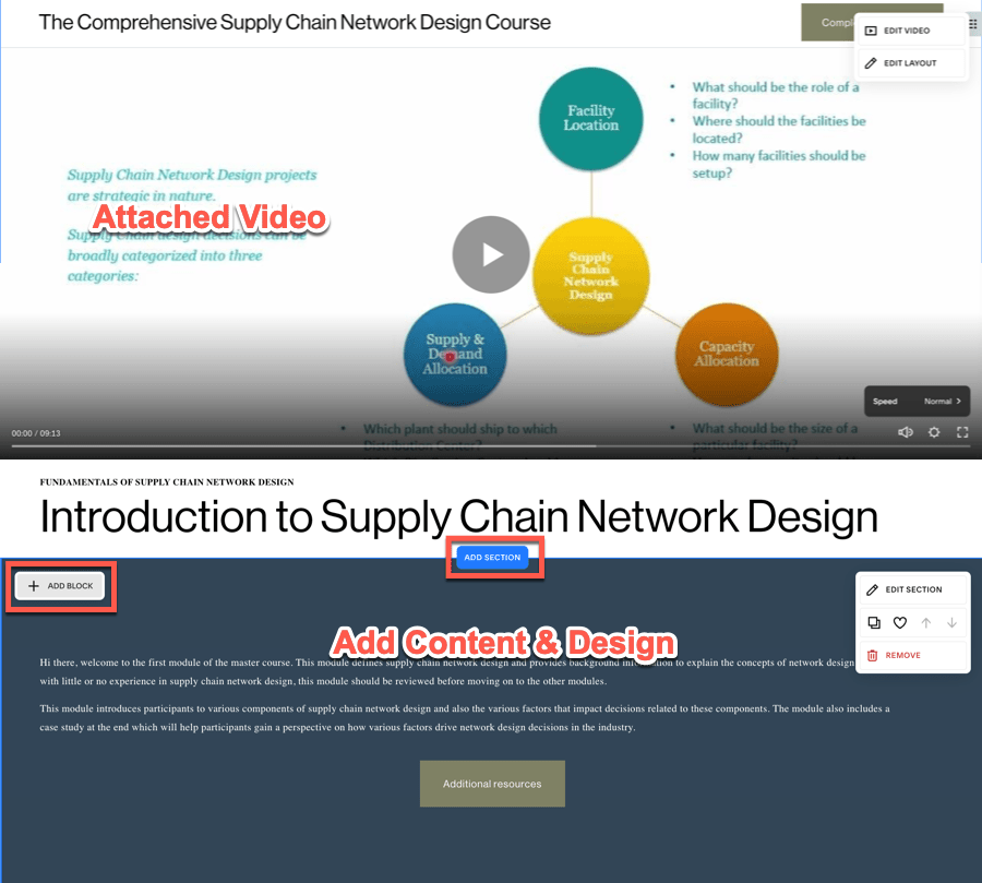 Squarespace’s lesson editor