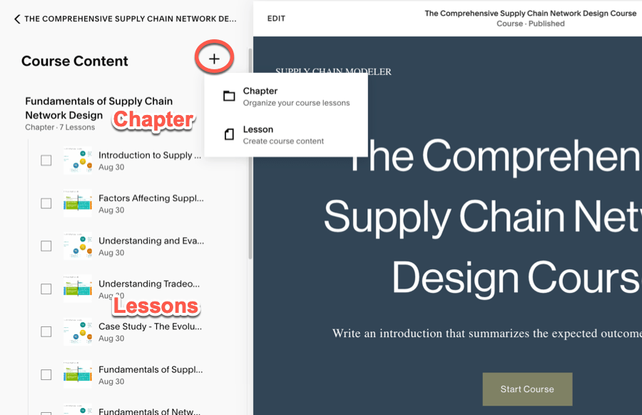 Squarespace’s course builder