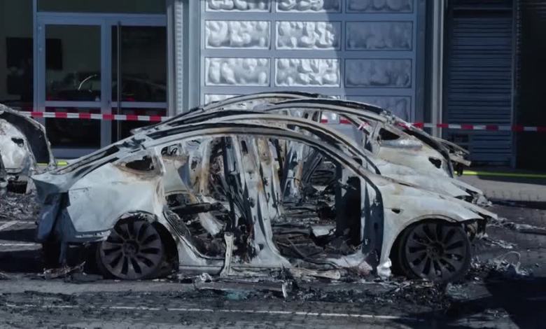 Several Tesla cars burn in northern Germany Several Tesla cars burn in northern Germany