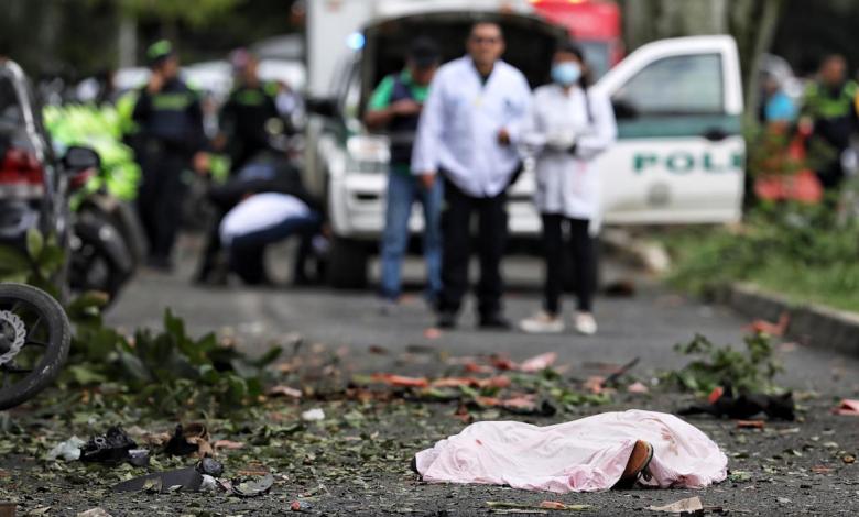 At least four people died in Colombia after multiple explosions outside the Kali police station At least four people died in Colombia after multiple explosions outside the Kali police station