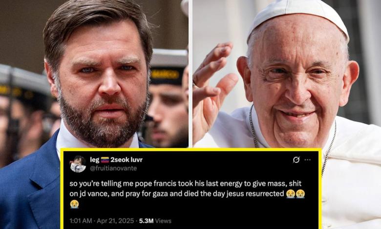 His “microphone drop” in the last scene during JD Vance visit after Pope Francis' death His “microphone drop” in the last scene during JD Vance visit after Pope Francis' death
