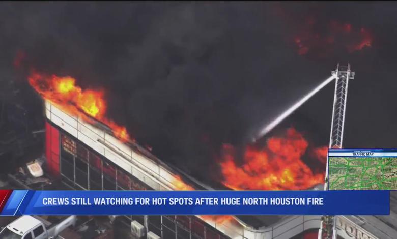 Crews are still watching hot spots after the huge North Houston fire Crews are still watching hot spots after the huge North Houston fire
