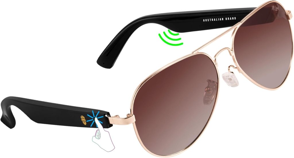 XR Smart Bluetooth Sunglasses for Men Women, New 5.3 Android Siri X ManTouch Sensor, Voice Assistant, Map 120HSB, Color Changing Brown Aviator with Speaker XR Smart Bluetooth Sunglasses for Men Women, New 5.3 Android Siri X ManTouch Sensor, Voice Assistant, Map 120HSB, Color Changing Brown Aviator with Speaker