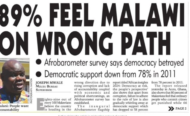 Malawi: How the Newspaper Report About Afrobarometer Has Missed the Context Malawi: How the Newspaper Report About Afrobarometer Has Missed the Context