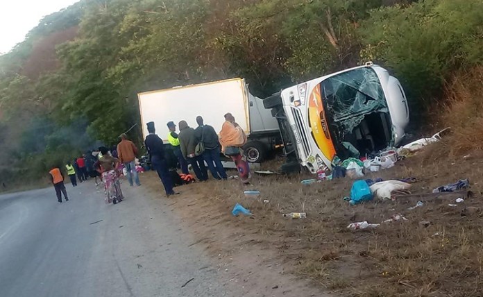 Scores escape with their lives as cross border bus overturns Scores escape with their lives as cross border bus overturns