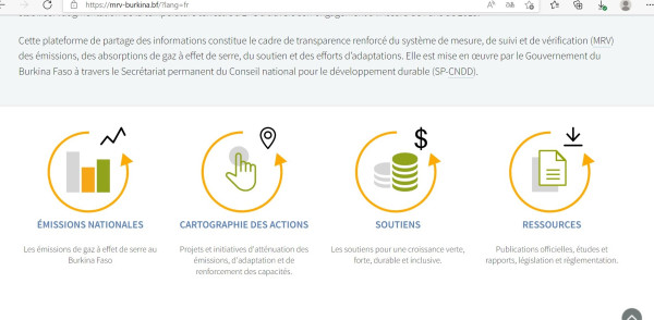 Monitoring, Reporting and Verification (MRV) digital Platform of Burkina Faso Monitoring, Reporting and Verification (MRV) digital Platform of Burkina Faso