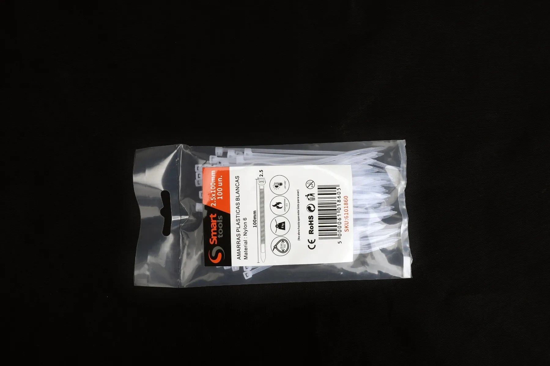 AMARRA PLASTICA BLANCA 2.5 x 100 mm x 100 unidades