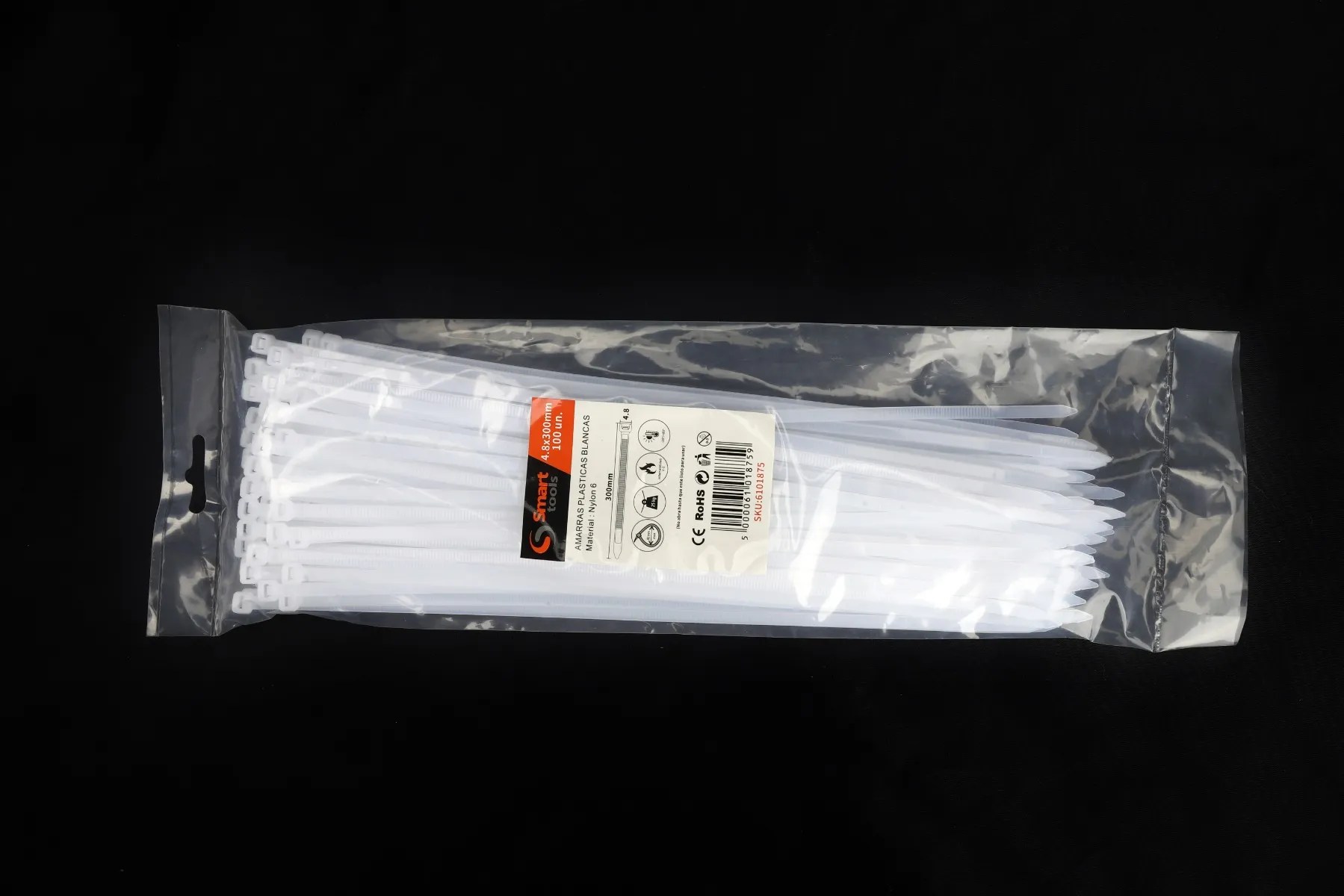 AMARRA PLASTICA BLANCA 4.8 x 300 mm x 100 unidades