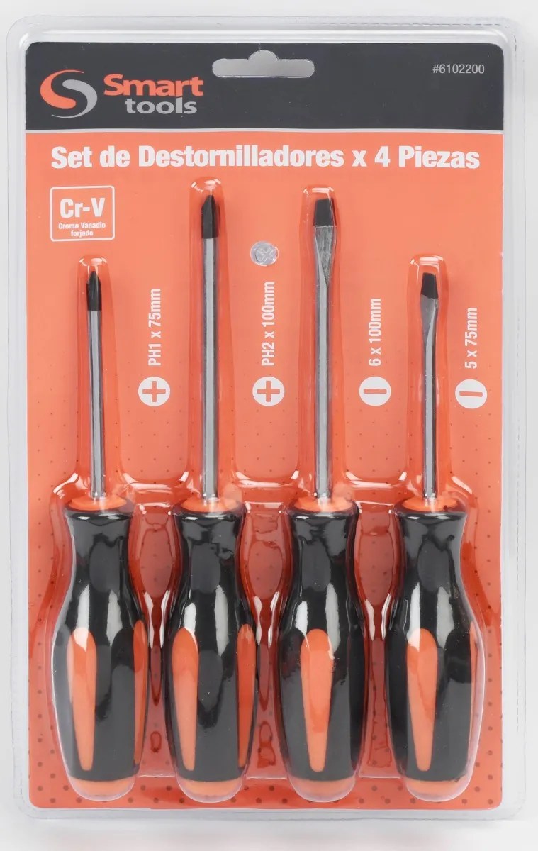 Set de Destornilladores 4 Piezas CR-V Mango Bicolor