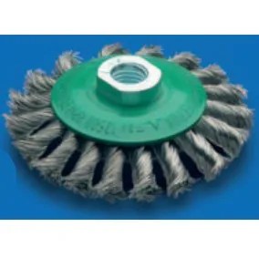 GRATA COPA PLANA DE 4″ AC. TRENZADO M14 DE 0.50 MM.
