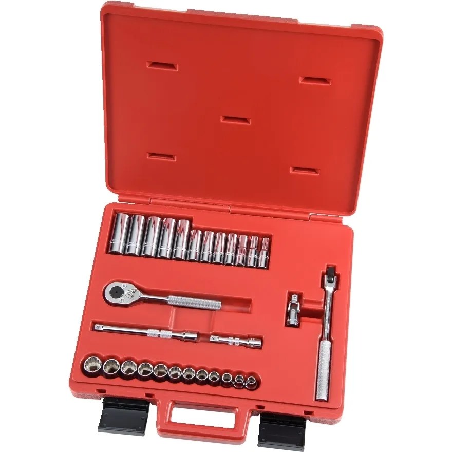 JGO. DADOS []3/8″ POLIG 8 A 19 MM CORTOS 29 PIEZAS